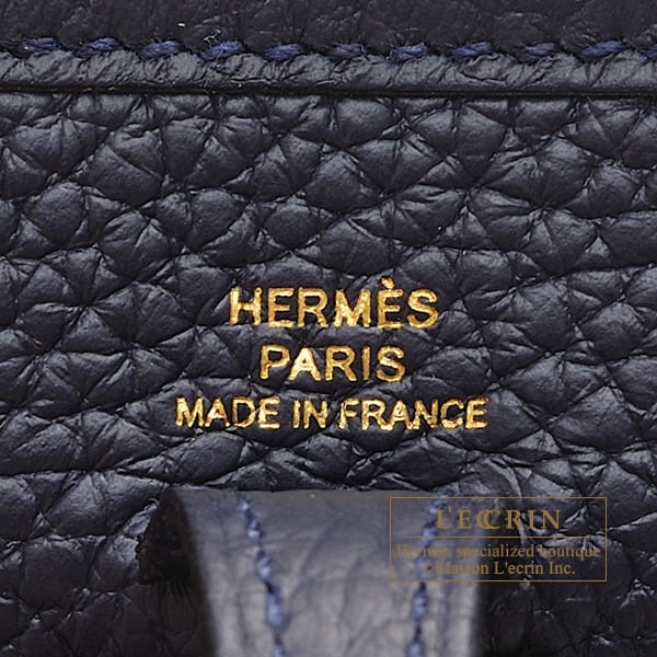 Hermes Evelyne  bag TPM Blue nuit/ Blue indigo Clemence leather Gold  hardware