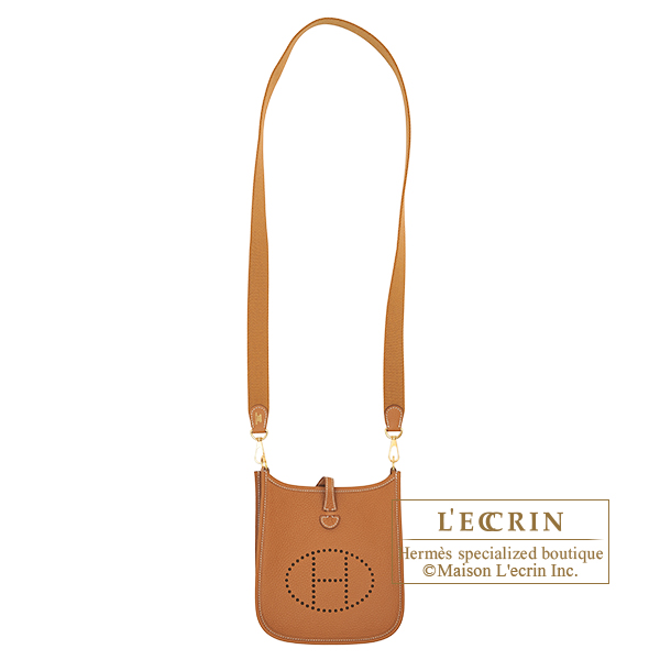 Hermes Gold Brown Mini TPM Evelyne Messenger Bag