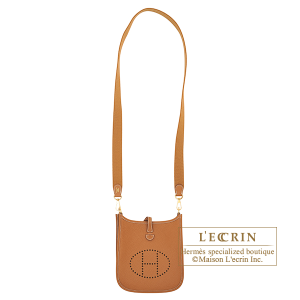 Hermes Evelyne  bag TPM Biscuit Clemence leather Gold hardware