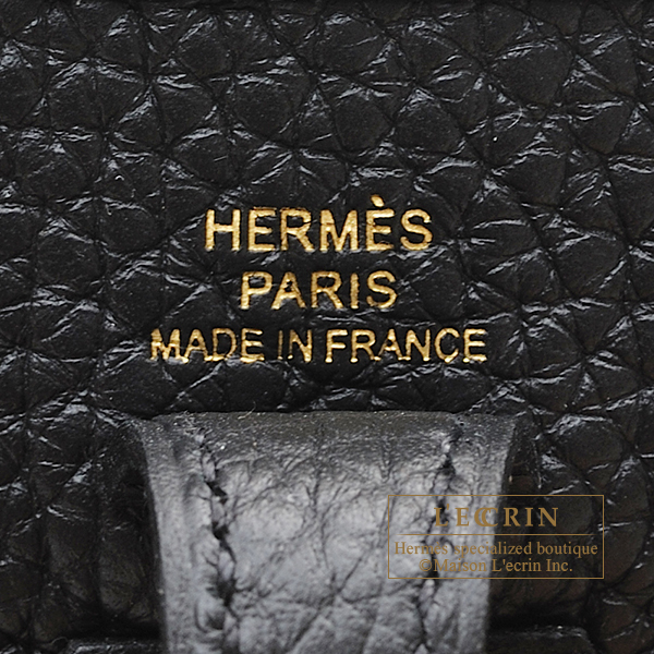 Hermes Mini Evelyne TPM Bag Black Clemence Leather with Gold