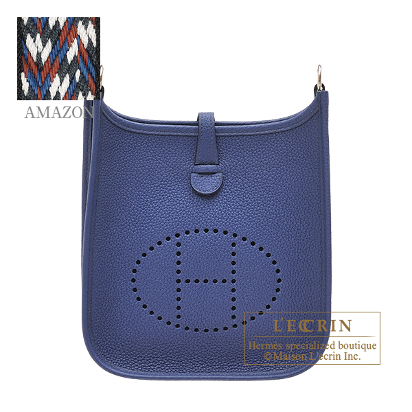 Hermes Blue Sapphire Clemence Leather Evelyne III PM Bag Hermes