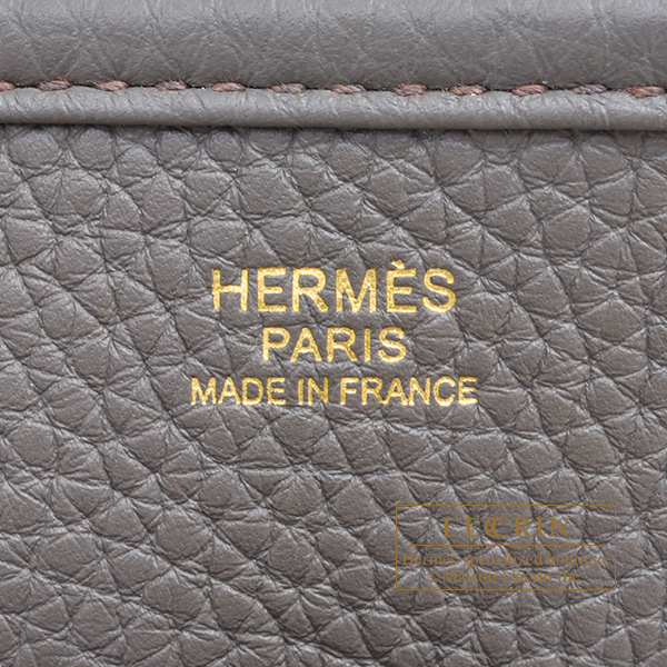 Hermes Evelyne PM Bag Etain Grey Epsom