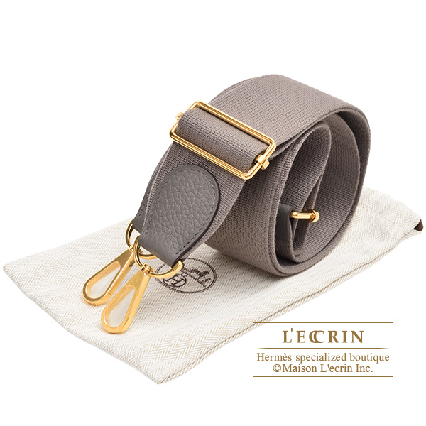 Hermes Gris Etain Clemence Leather Evelyne GM III Bag