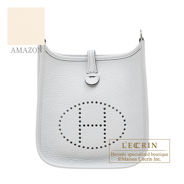 Hermes　Evelyne Amazon bag TPM　Blue pale/　Nata　Clemence leather　Silver hardware　Bandouliere 111cm