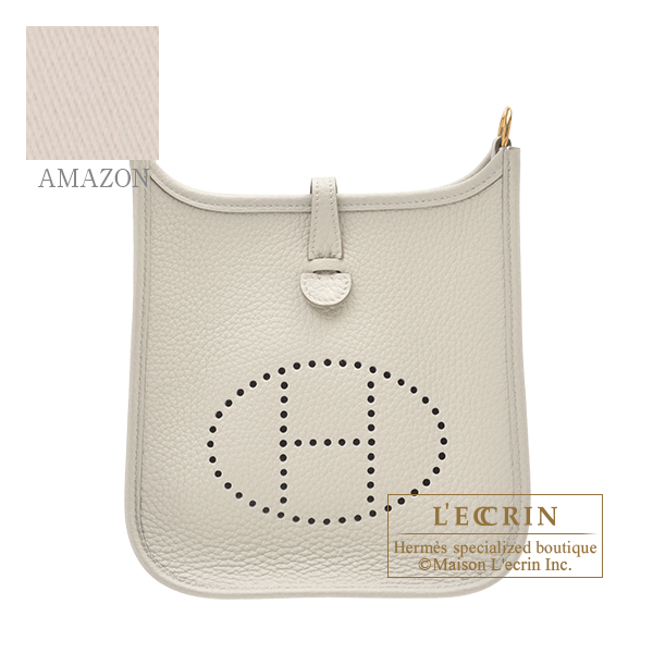 Hermes　Evelyne Amazon bag TPM　Beton　Clemence leather　Gold hardware　Bandouliere 111cm