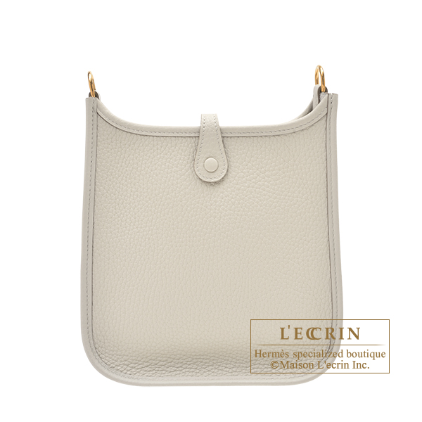 Hermes Mini Evelyne TPM Beton Crossbody Bag Gold Hardware Clemence Leather