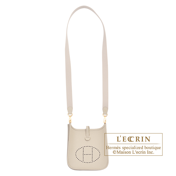 Hermes Mini Evelyne TPM Beton Crossbody Bag Gold Hardware Clemence