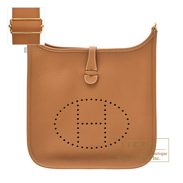 Hermes Marron Togo Leather Evelyne III PM Bag Hermes