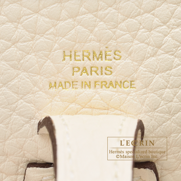 Hermes Mini Evelyne TPM Beton Crossbody Bag Gold Hardware Clemence