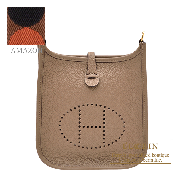 Hermes　Evelyne Amazon bag TPM　Beige de weimar/　Sangle Flipperball　Clemence leather　Gold hardware　Bandouliere 111cm