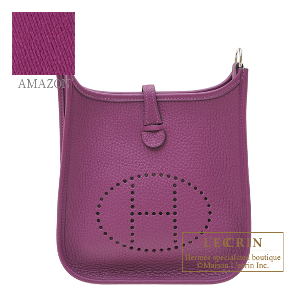 Hermes　Evelyne Amazon bag TPM　Anemone　Clemence leather　Silver hardware　Bandouliere 111cm