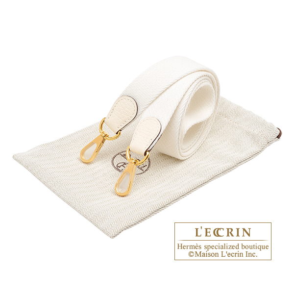 Hermes Evelyne TPM Nata / White Strap Crossbody Bag Clemence Gold Hard –  Mightychic