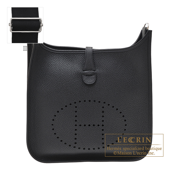 Hermes　Evelyne 3 bag PM　Black　Clemence leather　Silver hardware