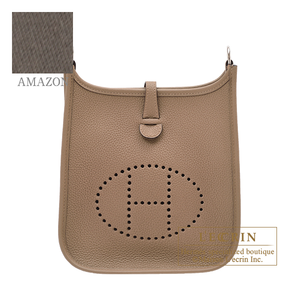 Hermes Evelyne Amazon bag TPM Beige de weimar Etain Maurice leather Silver hardware Bandouliere 111cm L ecrin Boutique Singapore