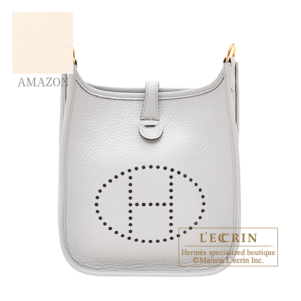 Hermes　Evelyne Amazon bag TPM　Blue pale/　Nata　Clemence leather　Gold hardware　Bandouliere 111cm
