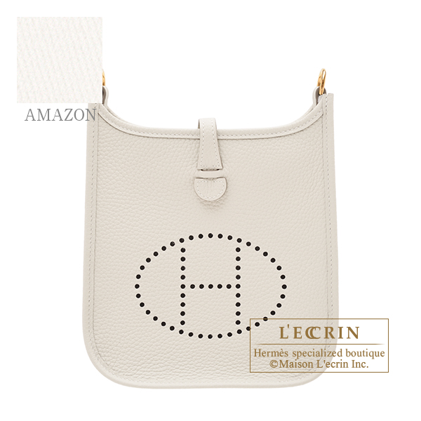 Hermes　Evelyne Amazon bag TPM　Craie/　White　Clemence leather　Gold hardware　Bandouliere 111cm