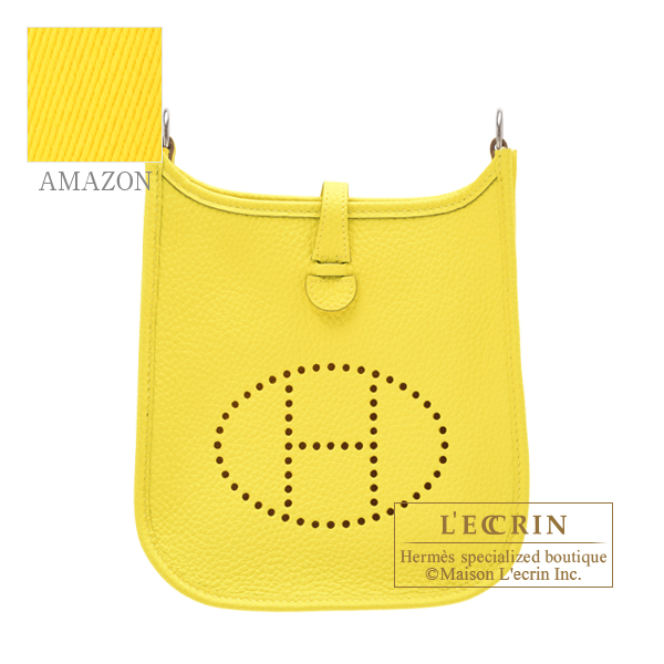 Hermes　Evelyne Amazon bag TPM　Lime　Clemence leather　Silver hardware　Bandouliere 111cm
