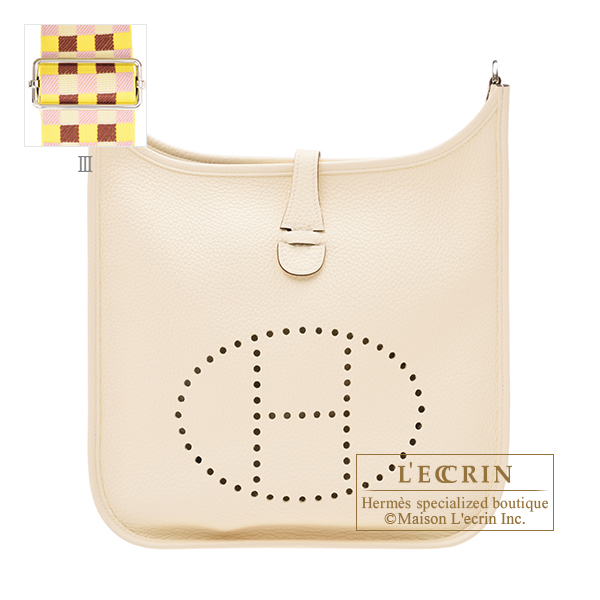 Hermes　Evelyne 3 bag PM　Nata/　Sangle Maxi Quadrille 　Clemence leather　Silver hardware