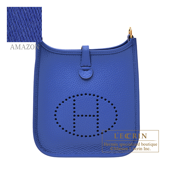 Hermes Mini Evelyne 16 Clemence In Bleu Royal With Gold Hardware