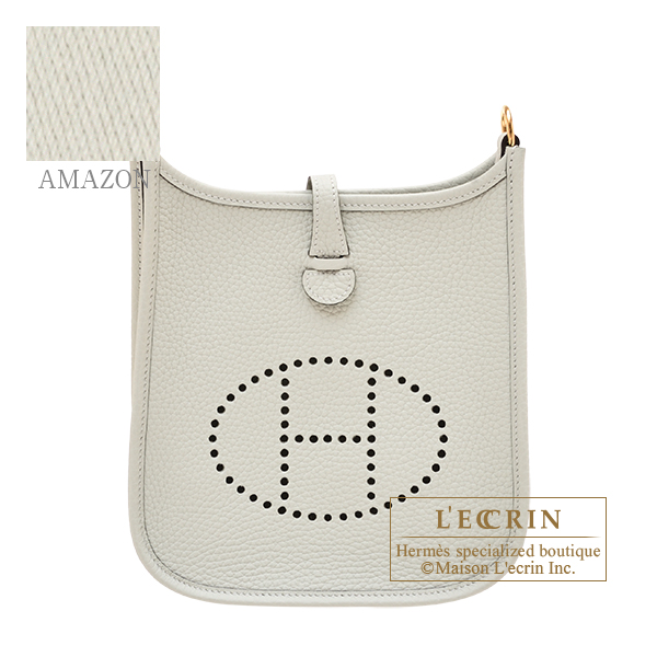 Hermes　Evelyne Amazon bag TPM　Gris neve　Clemence leather　Gold hardware　Bandouliere 111cm