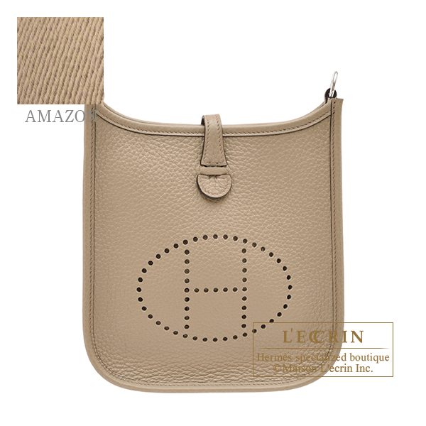 Hermes　Evelyne Amazon bag TPM　Beige marfa　Clemence leather　Silver hardware　Bandouliere 111cm