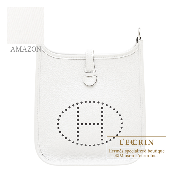 Hermes　Evelyne Amazon bag TPM　New white　Clemence leather　Silver hardware　Bandouliere 111cm