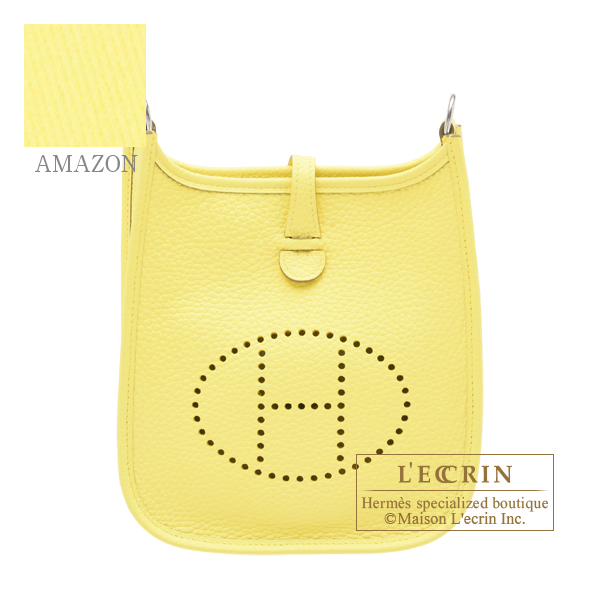 Hermes　Evelyne Amazon bag TPM　Limoncello　Clemence leather　Silver hardware　Bandouliere 111cm