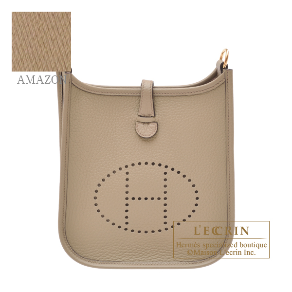 Hermes　Evelyne Amazon bag TPM　Beige marfa　Clemence leather　Gold hardware　Bandouliere 111cm