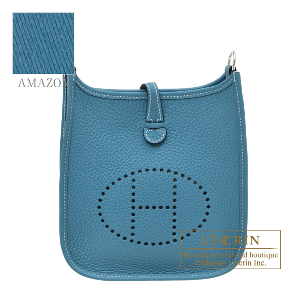 Hermes　Evelyne Amazon bag TPM　New blue jean　Clemence leather　Silver hardware　Bandouliere 111cm