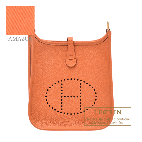 Hermes　Evelyne Amazon bag TPM　Orange　Clemence leather　Gold hardware　Bandouliere 111cm
