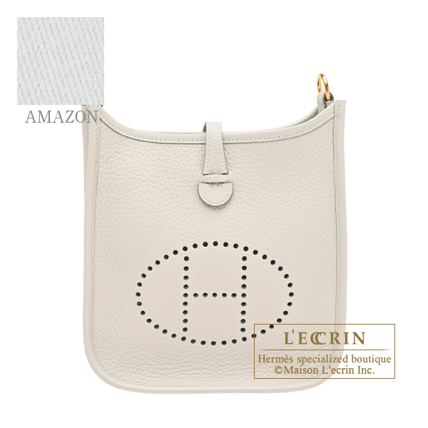 Hermes　Evelyne Amazon bag TPM　Craie　Clemence leather　Gold hardware　Bandouliere 111cm