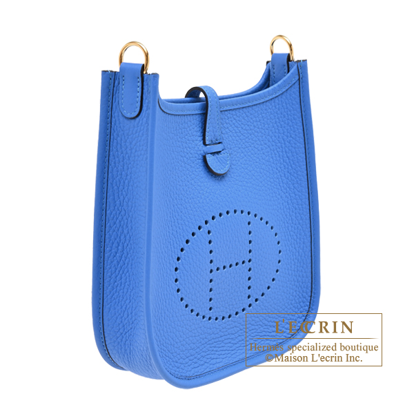 Hermes Evelyne Amazon bag TPM Blue hydra Clemence leather Gold hardware Bandouliere 111cm