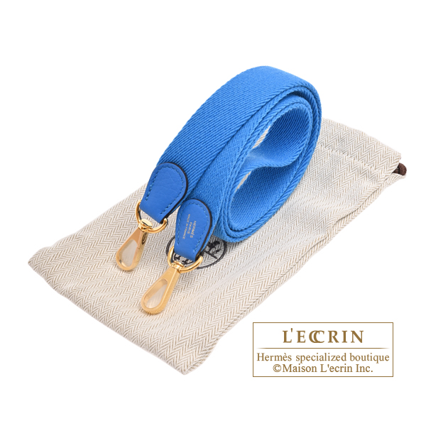 Hermes Evelyne Amazon bag TPM Blue hydra Clemence leather Gold hardware Bandouliere 111cm