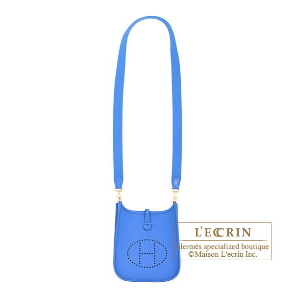Hermes Evelyne Amazon bag TPM Blue hydra Clemence leather Gold hardware Bandouliere 111cm