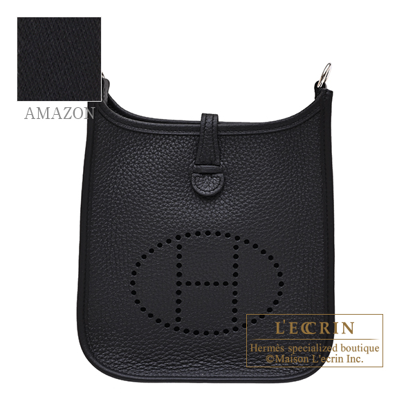 Hermes Evelyne Amazon bag TPM Black Clemence leather Silver hardware Bandouliere 111cm