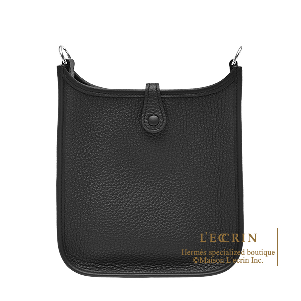 Hermes Evelyne Amazon bag TPM Black Clemence leather Silver hardware Bandouliere 111cm