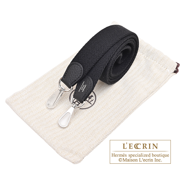 Hermes Evelyne Amazon bag TPM Black Clemence leather Silver hardware Bandouliere 111cm