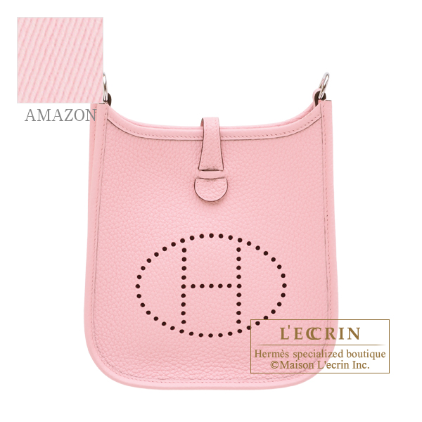 Hermes　Evelyne Amazon bag TPM　Rose sakura　Clemence leather　Silver hardware　Bandouliere 85cm