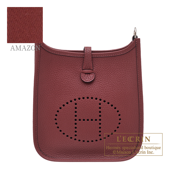 Hermes　Evelyne Amazon bag TPM　Rouge H　Clemence leather　Silver hardware　Bandouliere 111cm