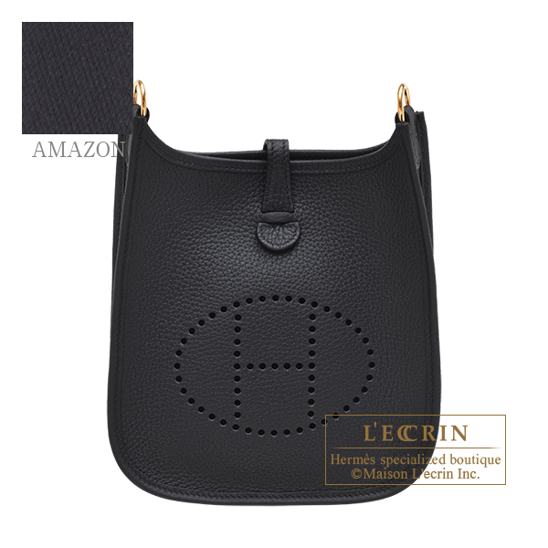 Hermes　Evelyne Amazon bag TPM　Black　Clemence leather　Gold hardware　Bandouliere 85cm