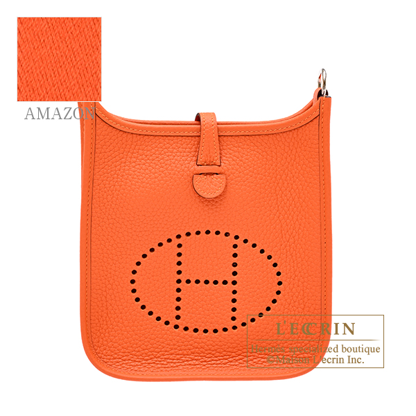 Hermes　Evelyne Amazon bag TPM　Orange poppy　Clemence leather　Silver hardware　Bandouliere 111cm