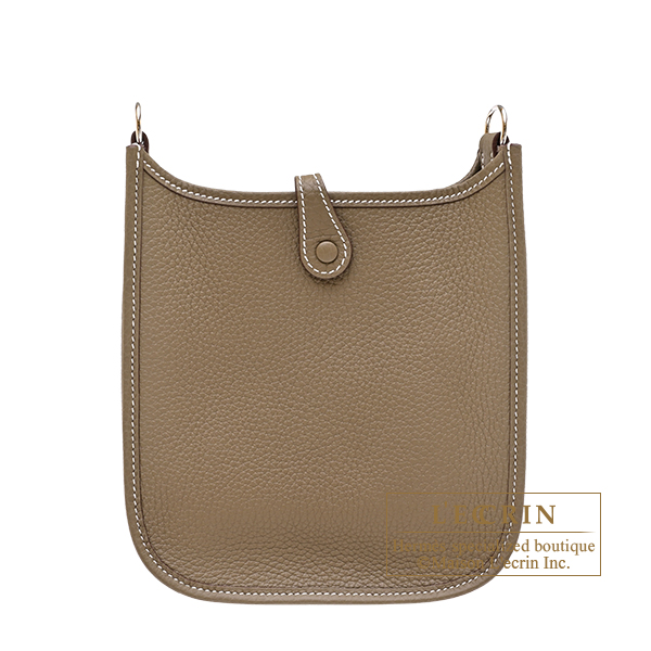 Hermes Evelyne Amazon bag TPM Etoupe grey Clemence leather Silver hardware Bandouliere 111cm