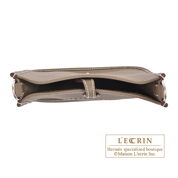 Hermes Evelyne Amazon bag TPM Etoupe grey Clemence leather Silver hardware Bandouliere 111cm