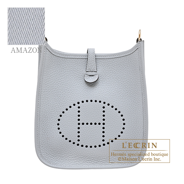 Hermes　Evelyne Amazon bag TPM　Gris pantin　Clemence leather　Champagne gold hardware　Bandouliere 111cm