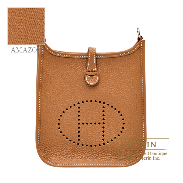 Hermes　Evelyne Amazon bag TPM　Gold　Clemence leather　Silver hardware　Bandouliere 85cm