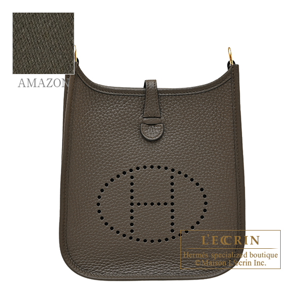 Hermes　Evelyne Amazon bag 16/TPM　Vert loden　Clemence leather　Gold hardware　Bandouliere 111cm