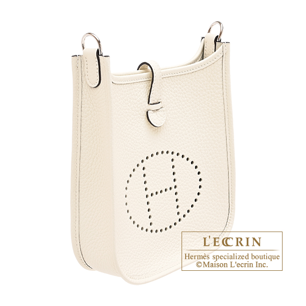 Hermes Evelyne Amazon bag TPM Cream Clemence leather Silver hardware Bandouliere 111cm