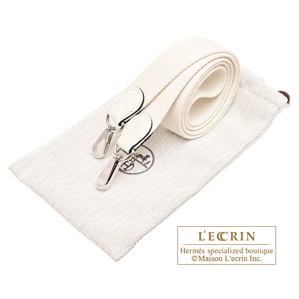 Hermes Evelyne Amazon bag TPM Cream Clemence leather Silver hardware Bandouliere 111cm