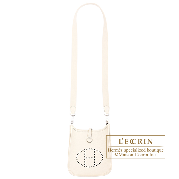 Hermes Evelyne Amazon bag TPM Cream Clemence leather Silver hardware Bandouliere 111cm