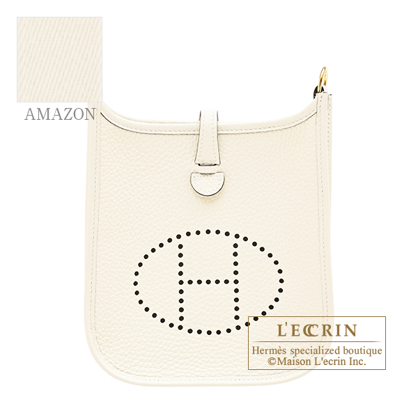 Hermes　Evelyne Amazon bag TPM　Cream　Clemence leather　Gold hardware　Bandouliere 111cm